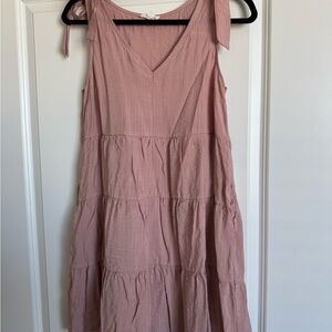 Pink Sleeveless Tiered Dress